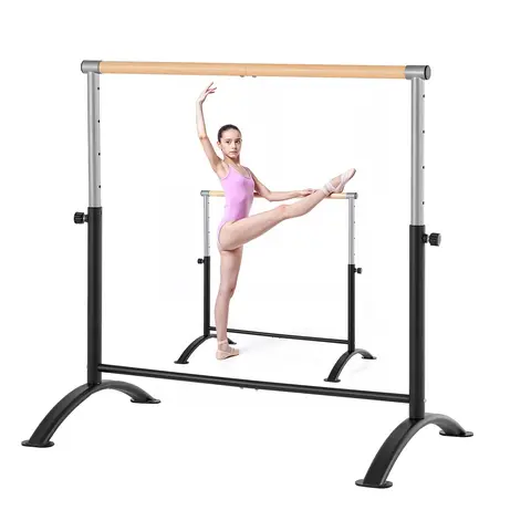VEVOR Metal Carbon Steel Freestanding Portable Ballet Barre for Dogs & Cats, 4 Ft Height-Adjust Anti-Wobble Equipment with Lock Handle for Home Training, Pilates