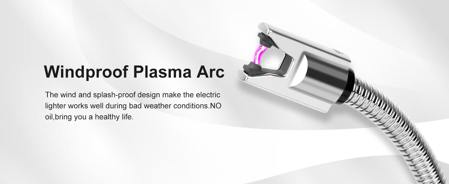 USB Rechargeable Electric Ignition Rod Wind Resistant Arc Shaped with LED Display for Barbecues Camping Fireplaces Random Color