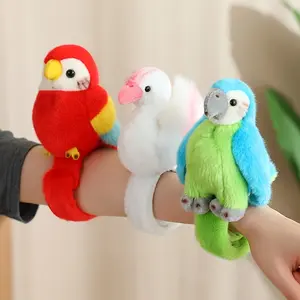 Parrot Plush Toy, Cute Parrot Plush Toy, Brightly Colored Bird Wristband, Children's Bird-Themed Animal Bracelet, Collectible Kawaii Snap Closure Wristband, Wearable Bird-Shaped Plush Doll
