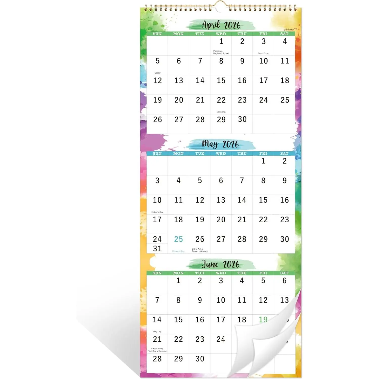 2026-2027 Calendar - 3 Month Wall Calendar 2026-2027 Display (Folded in a Month), May 2026 - June 2027, 11" x 26", Vertical Calendar with Thick Paper, 2027 Wall Calendar for Organizing & Planning