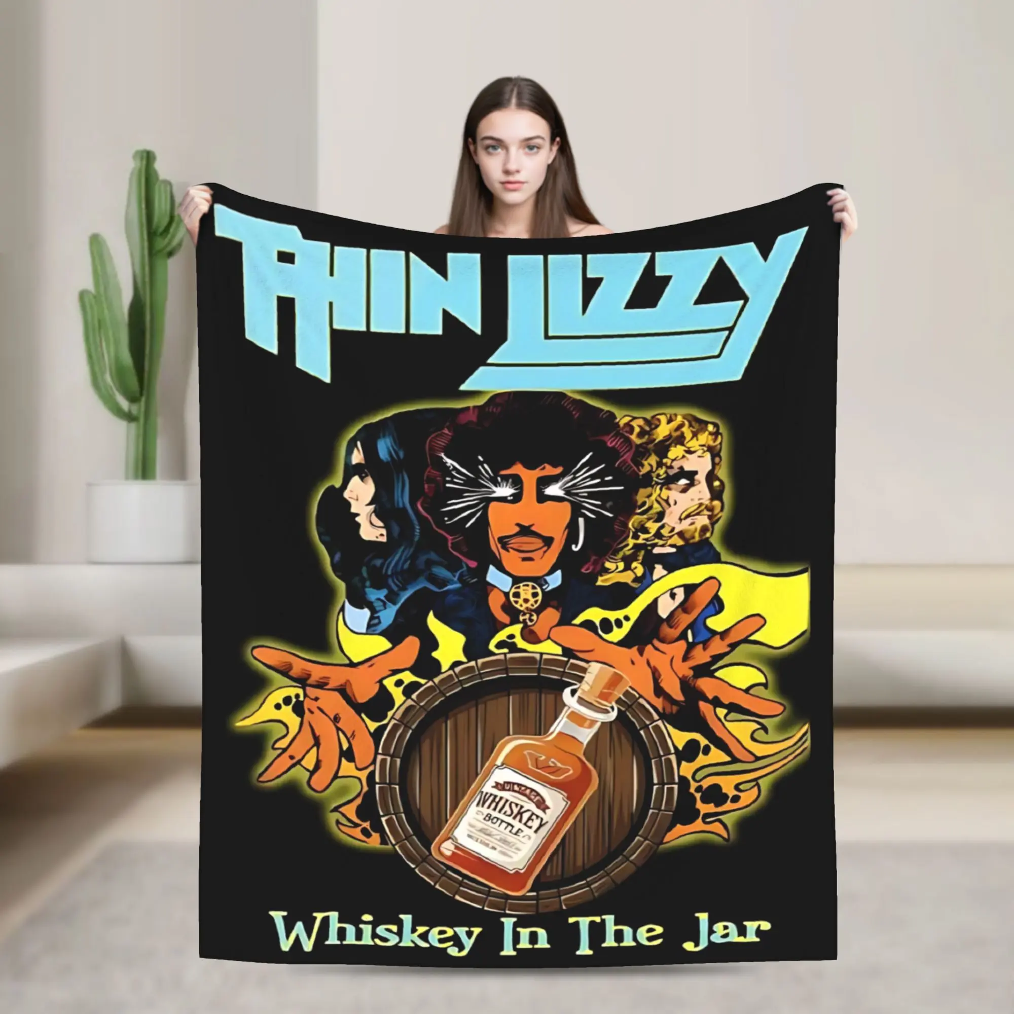 THIN LIZZY Printed All-Seasons Multi-Size Blanket - Ideal for Office Naps, Family Gatherings, Spring-Autumn Transition & Winter Warmth, Perfect for Study Reading or Window Seat Draping
