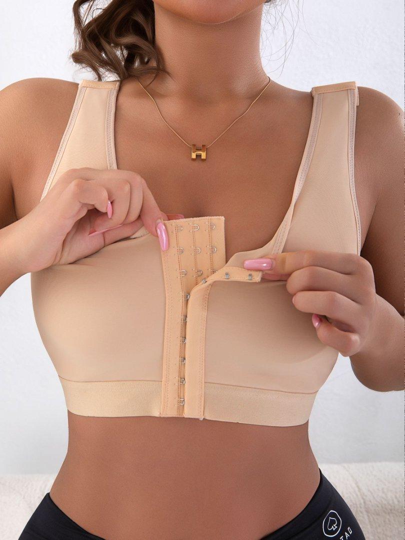 Women Front Closure Post Surgery Compression Everyday Bras for Mastectomy Support with Adjustable Straps Wirefree