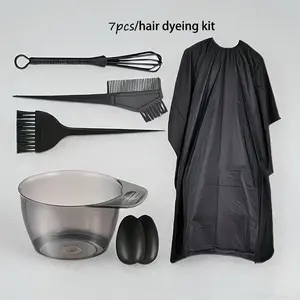 7pcs Hair Dye Tool Set, Includes Dye Bowl, Comb, Brush, Mixer, Ear Protection, Apron, Home Use Hair Coloring Kit, Complete Dyeing Tools