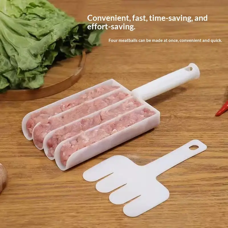 Copper 4-in-1 Meatball Maker Kitchen Utensils - 19*8.5cm, 41g Functional Countertop Tool for Fishball Press, Fried Meatball Prep, Home Food Prep (500 Pieces for Wholesale)