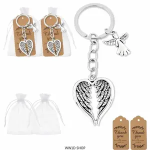 Guardian Angel Wings Keychain for Men and Women, Heart Shaped Alloy Bag Charm Pendant Accessory for Keys, Backpacks and Everyday Carry