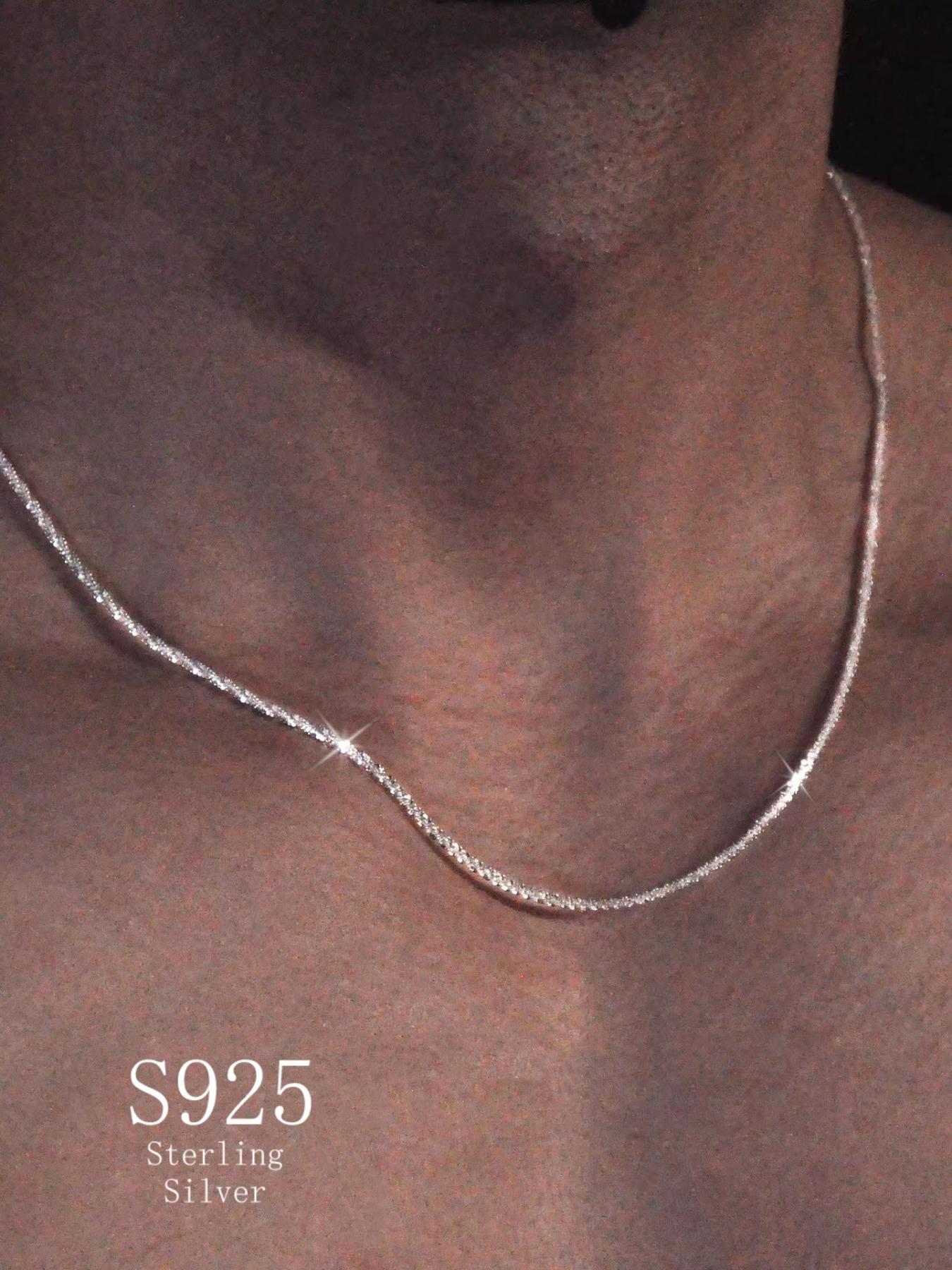 925 Sterling Silver Chain Necklace, High End Necklace, Minimalist Chain Necklace, Fashion Jewelry for Party, Daily Clothing Decor, Trendy All-match & Exquisite Jewelry for Birthday Gift