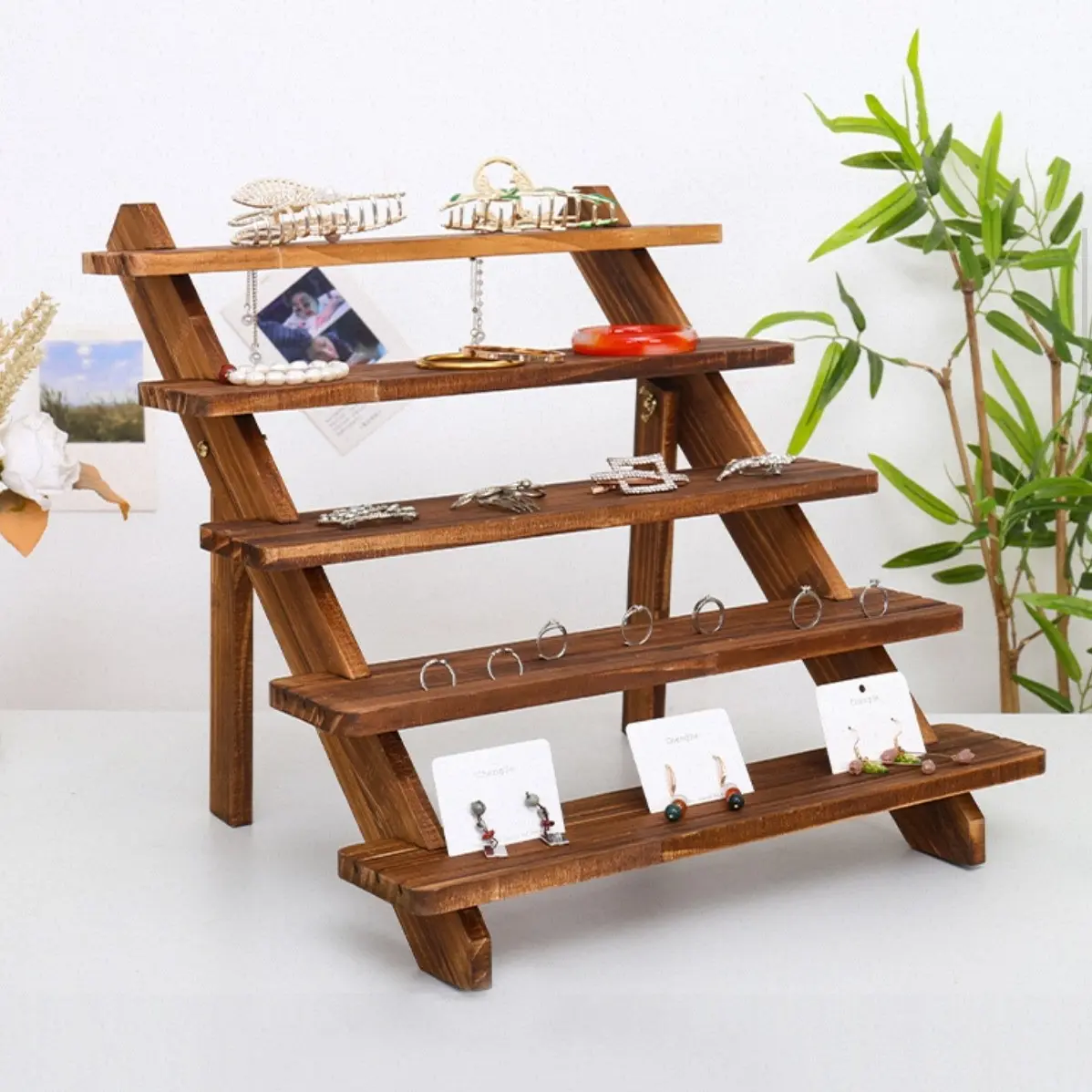 Wooden Display Riser, 2/3/4/5 Tier Earrings and Rings Stand, Rustic Cake Rack, Desktop Organizer, Wedding/birthday/mother's Day Gift