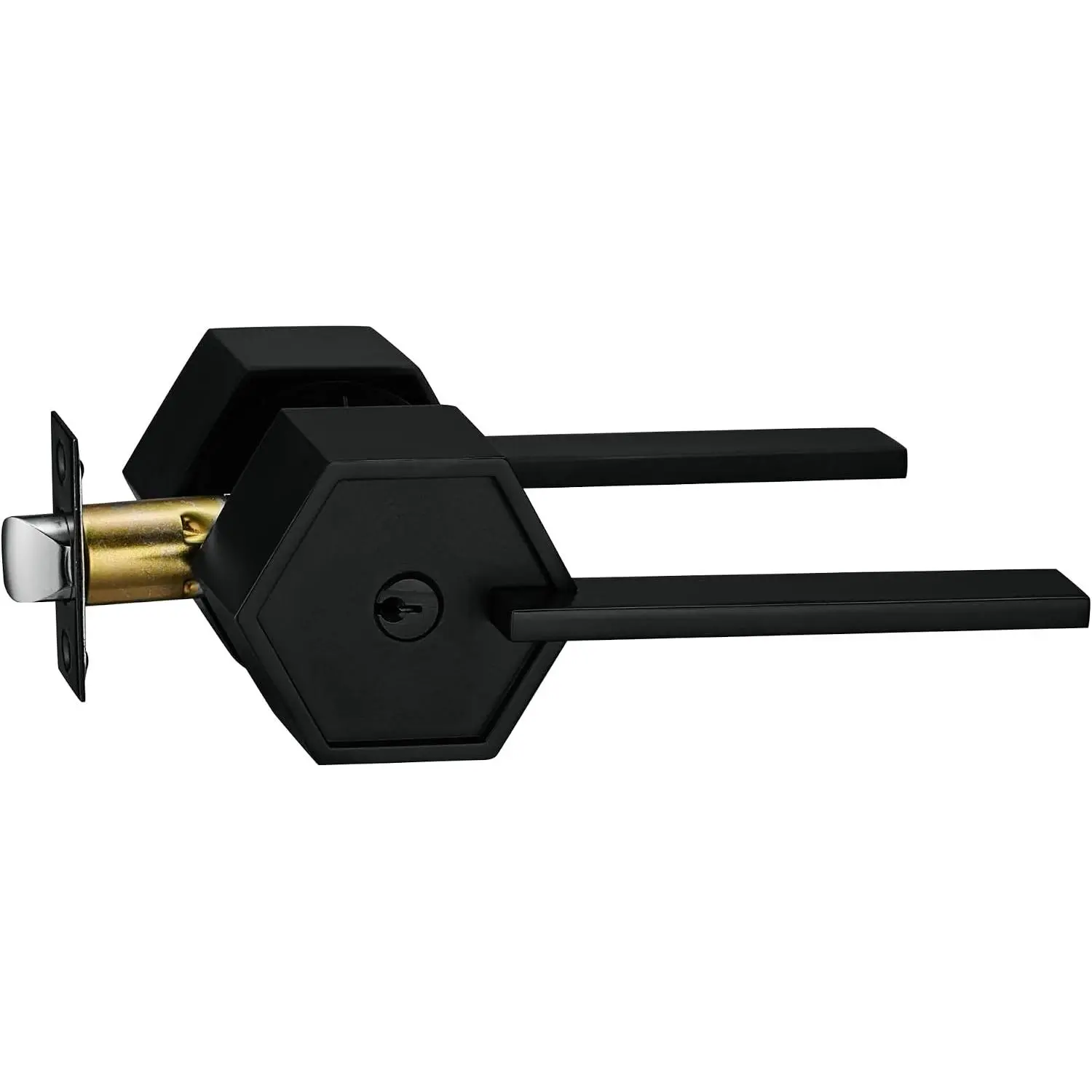 Zero Gravity Metro Series Entry Lever Door Handle Lock and Key Locking Lever Set [for Front Door or Office] Reversible Heavy Duty – Iron Black Finish