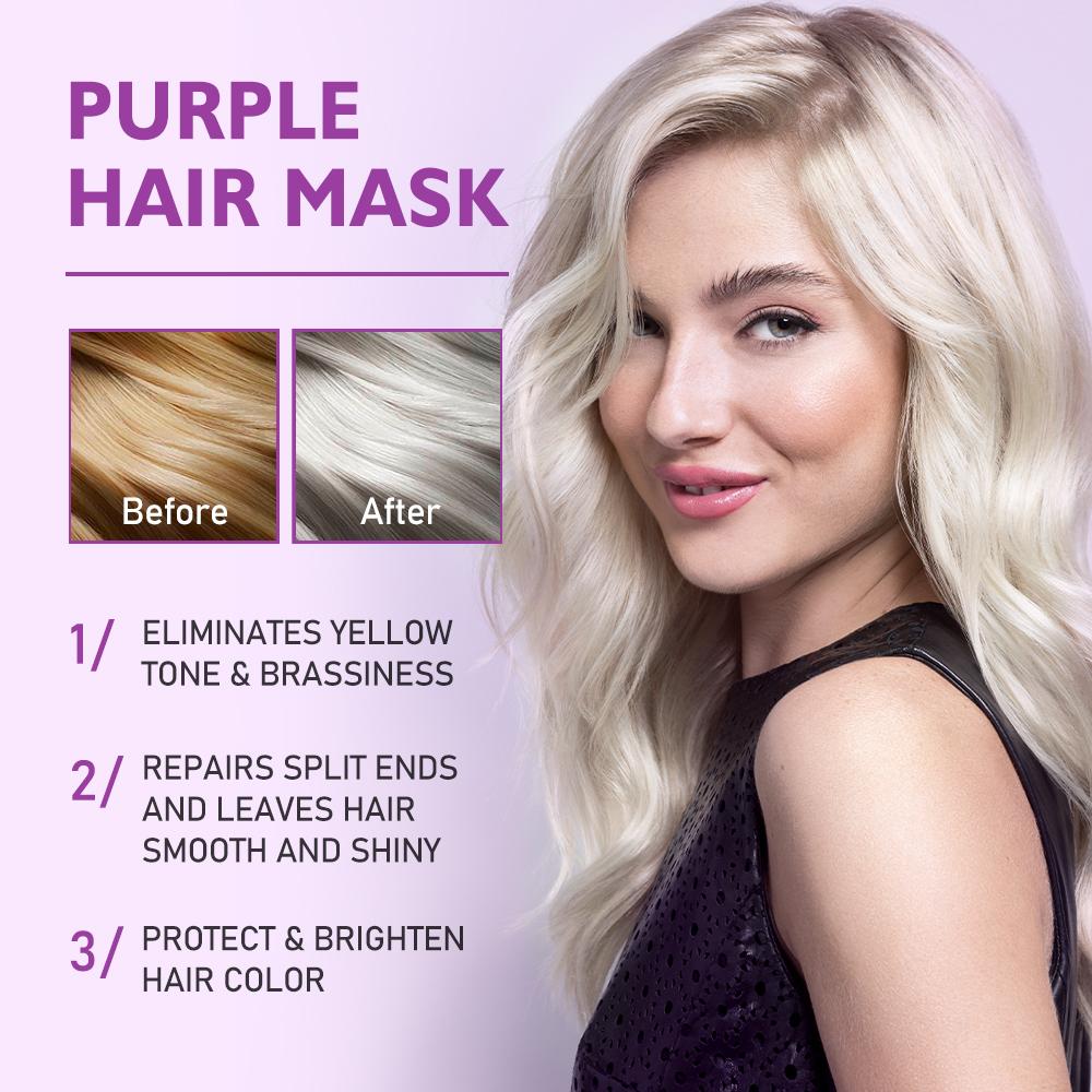 Purple Hair Mask 2 Counts, Professional air Care &Styling Product with Neutralizes Brass & Yellow Tones  For Blonde Silver Gray,  Women & Men,Hair Masks 8.82 oz 250g Haircare Smooth