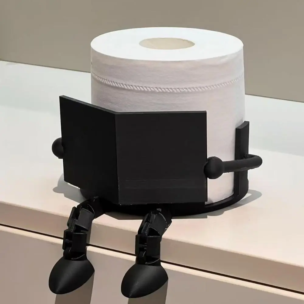 3D Printed Toilet Paper Holder, Creative Roll Paper Holder Stand, Decorative Bathroom Tissue Storage Organizer, Free-Standing Reading Buddy Paper Roll Holder for Bathroom, Bedroom & Home Decor