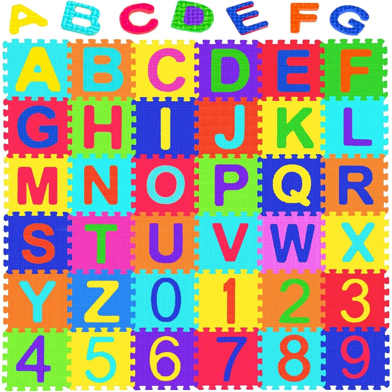 36 Pieces Children's Foam Puzzle Mat with Letters of the Alphabet and Numbers, 5.9inch x 5.9inch EVA Foam Play Mat, Educational Play Rug (Random Color)fidget toys