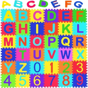 36 Pieces Children's Foam Puzzle Mat with Letters of the Alphabet and Numbers, 5.9inch x 5.9inch EVA Foam Play Mat, Educational Play Rug (Random Color)fidget toys