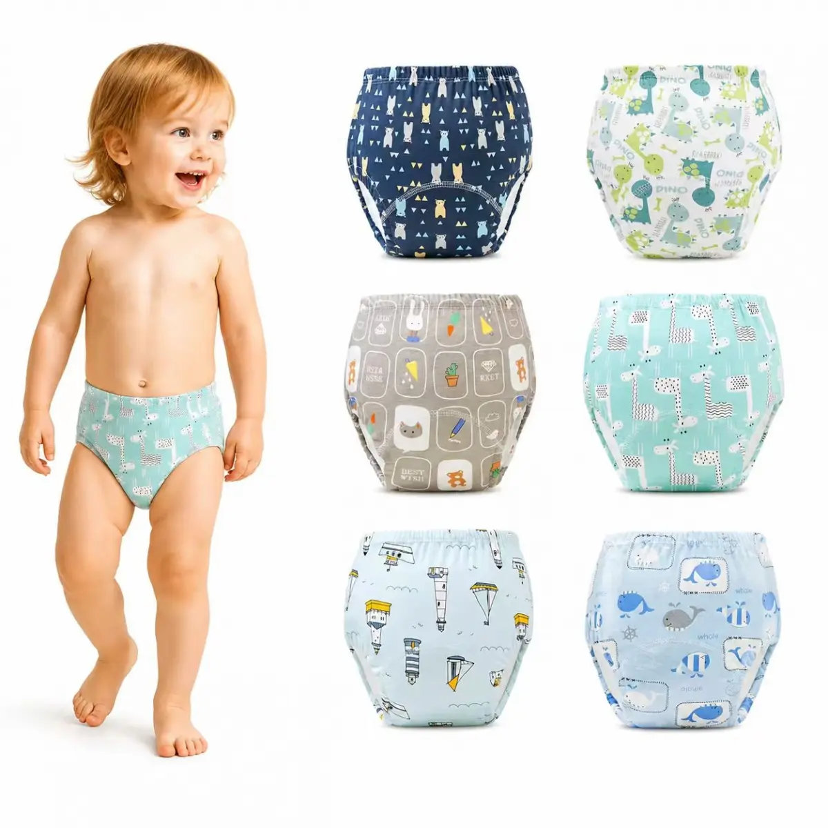 6PCS Potty Training Underpants for Toddlers, Reusable Cotton Training Briefs for Boys & Girls, Leak-Reducing Learning Underwear for Ages 1–5T