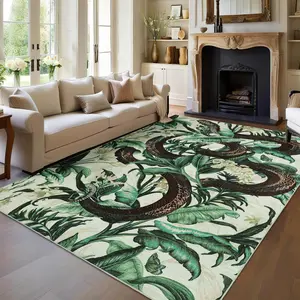Vintage Snake Area Rug – Ultra-Thin Washable Non-Slip Carpet, Soft Low Pile Animal Print Accent Rug, Mark Resistant, Non-Shedding for Living Room, Bedroom, Office, Hallway, Kitchen