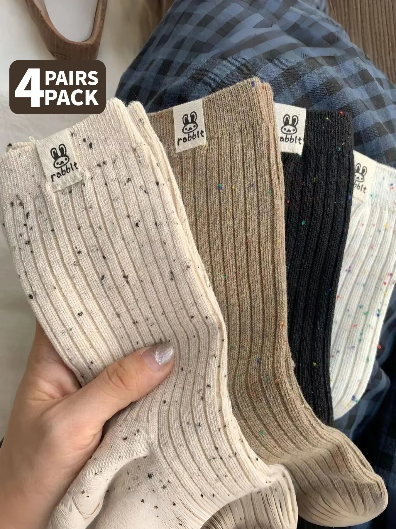 3/4-Length Solid-Color Women's Mid-Calf Socks Casual, Breathable, Fashionable Socks Women's Ankle Socks & Pantyhose Rabbit-Patterned Design Socks Perfect as Easter Gifts Fall/Winter Mid-Calf Socks Suitable for All Seasons