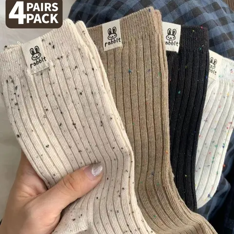 3/4-Length Solid-Color Women's Mid-Calf Socks Casual, Breathable, Fashionable Socks Women's Ankle Socks & Pantyhose Rabbit-Patterned Design Socks Perfect as Easter Gifts Fall/Winter Mid-Calf Socks Suitable for All Seasons Fitted Casual Socks Sock Set
