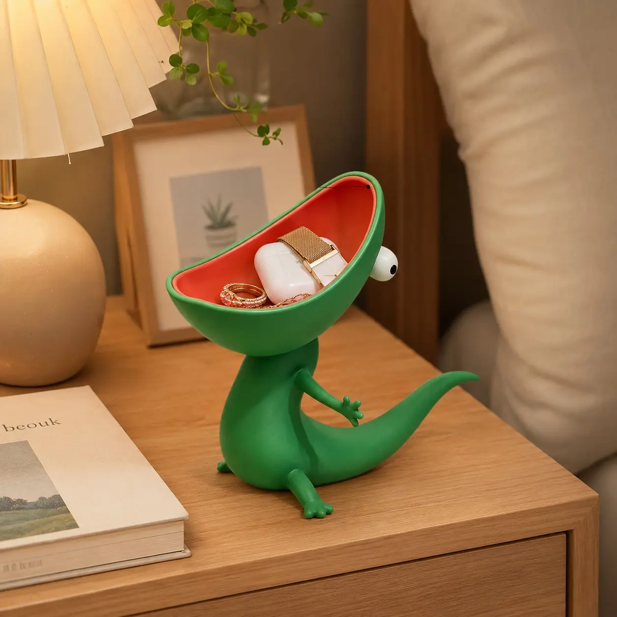 Cute Large Mouth Dinosaur Desktop Organizer, Creative Candy Tray, Keychain Jewelry Stationery Multi-Functional Storage Decorative Item