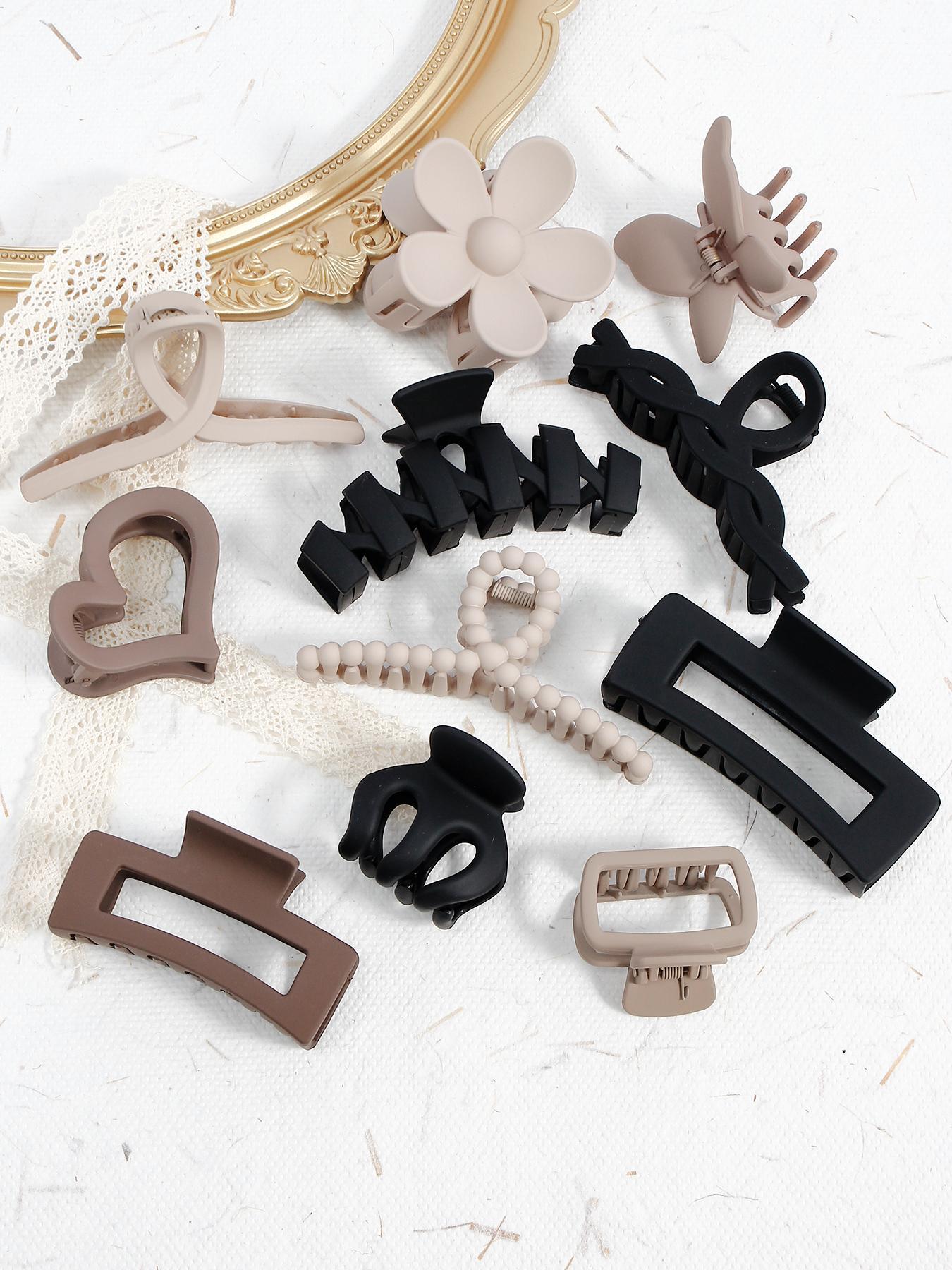 Women's Elegant Flower & Heart & Butterfly Design Hair Claws, 11pcs/set Trendy Mixed Style Non-slip Hair Claws, Casual All-match Hair Accessories for Women & Girls, Hairstyle Ideas, Flower Hair Clip, Prom Mom Hair Clip