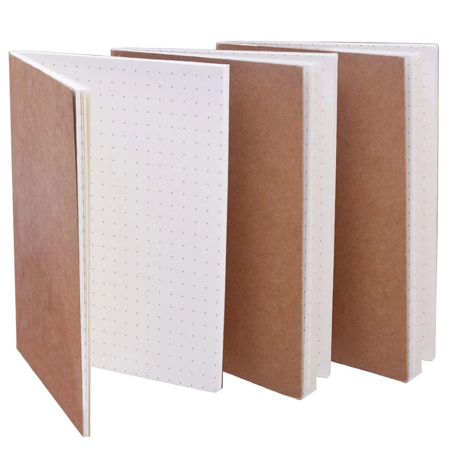 BronaGrand 3 Pack Dotted Notebook Journal Pocket Memo Book 3.5 x 5 in- Thick Dot Grid Paper -  96 Sheets / 192 Pages
