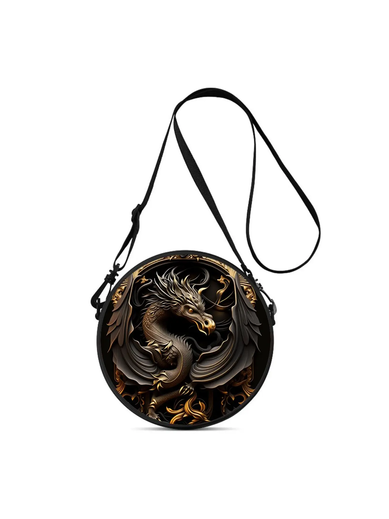 Lightweight crossbody bag with dragon 2D print, an ideal gift for female friends; wearable as crossbody, single-shoulder, double-shoulder or hand-held, suitable for commuting, outdoor activities, travelling, casual daily wear and campus use