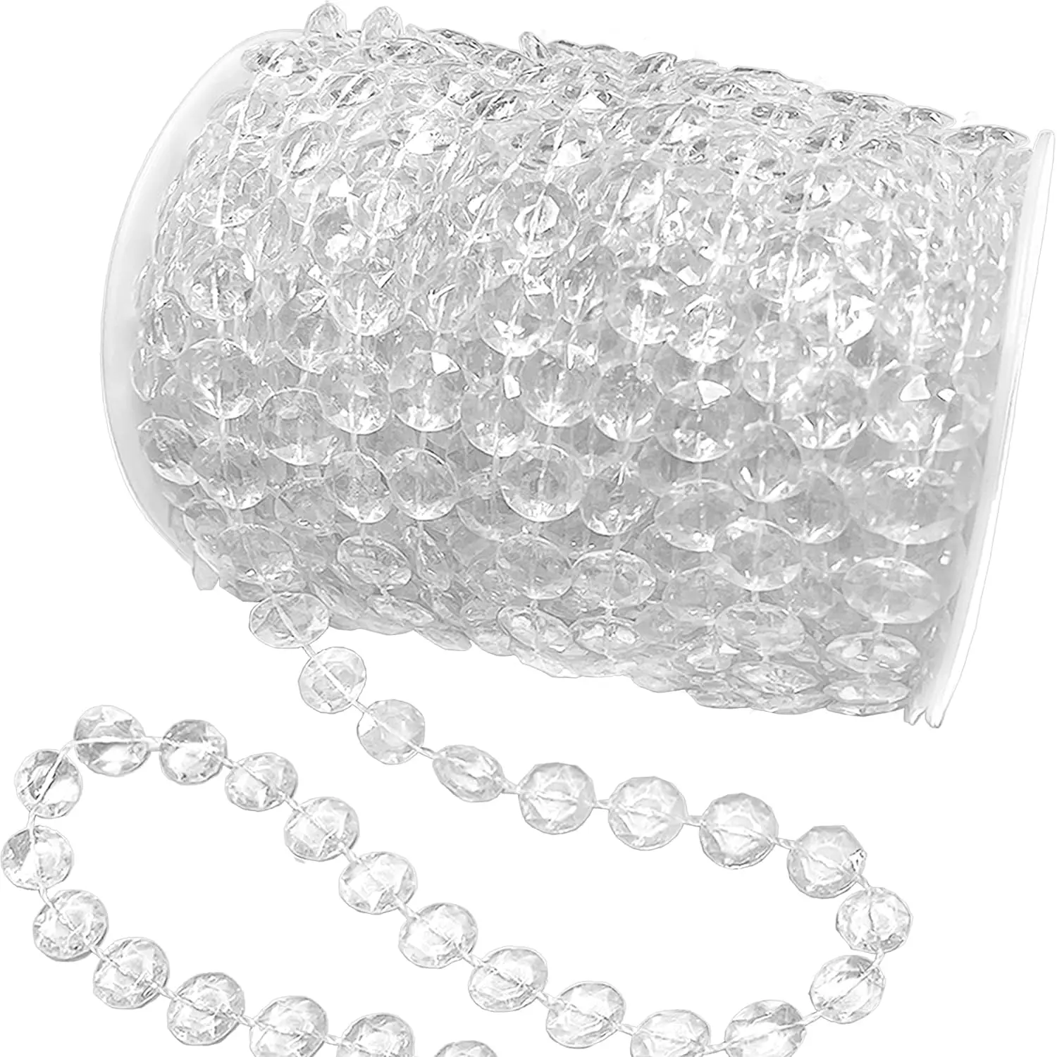 99ft Long Length Modern Synthetic Bead Garland Roll, Plastic Strand for DIY Beading & Jewelry Making, Christmas Tree Decorations, Wedding Centerpiece Craft Supplies