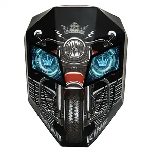 LED Knight Backpack with DIY Pixel Art Screen, Cool Crown Design Hard Shell Motorcycle Helmet Bag, Expandable Laptop Backpack with Glowing Eyes, App Control Display for Riding (Power Bank Not Included)