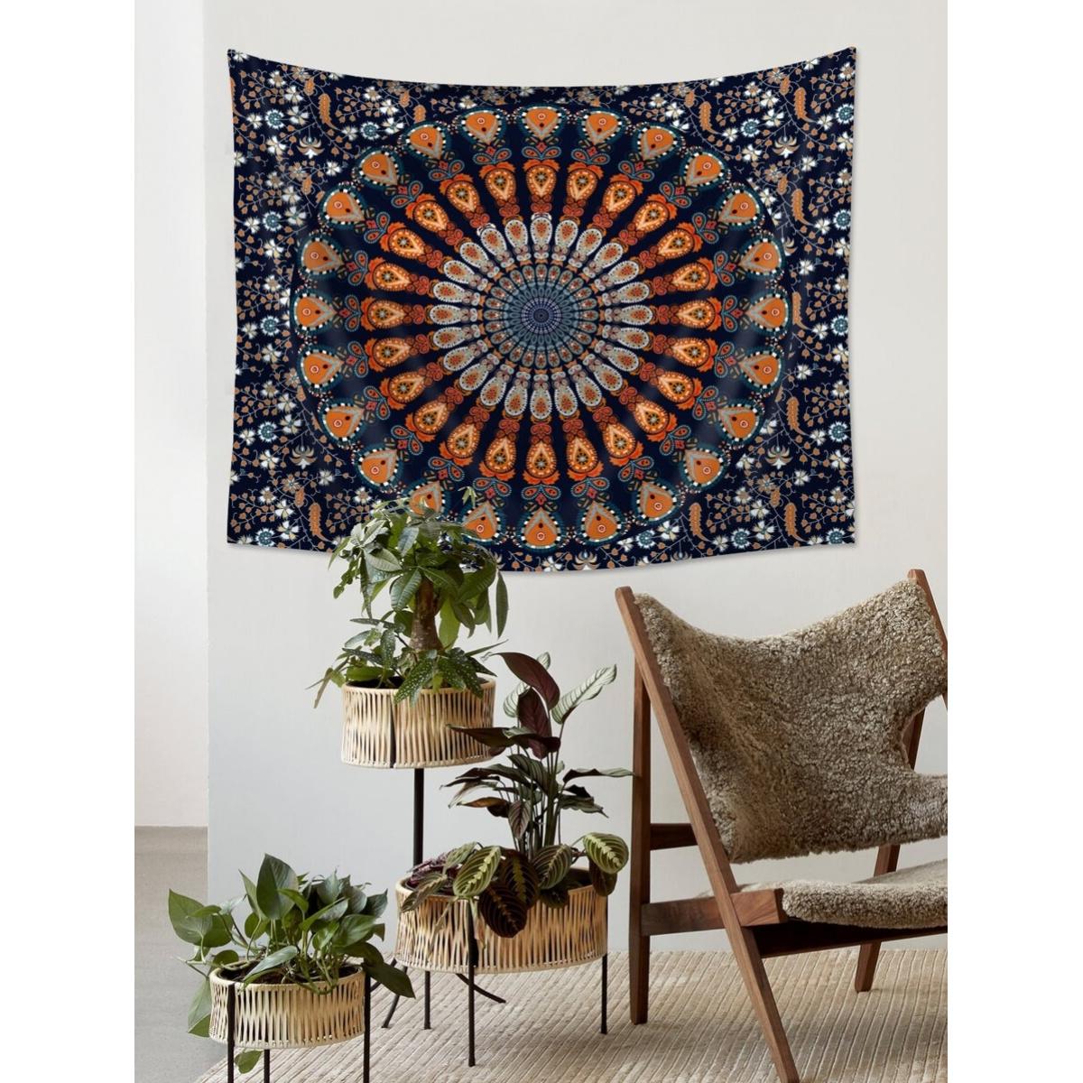 1pc Mandala Bohemian Printed Tapestry, Modern Design Polyester Fiber Square Decorative Tapestry, Suitable For Living Room Bedroom Decor, Flag For Room, Room Decor, Tapestry, Wall Decor, Wall Art ,Room Stuffs, Flags For Room, Home Decor, Wall Tapestry