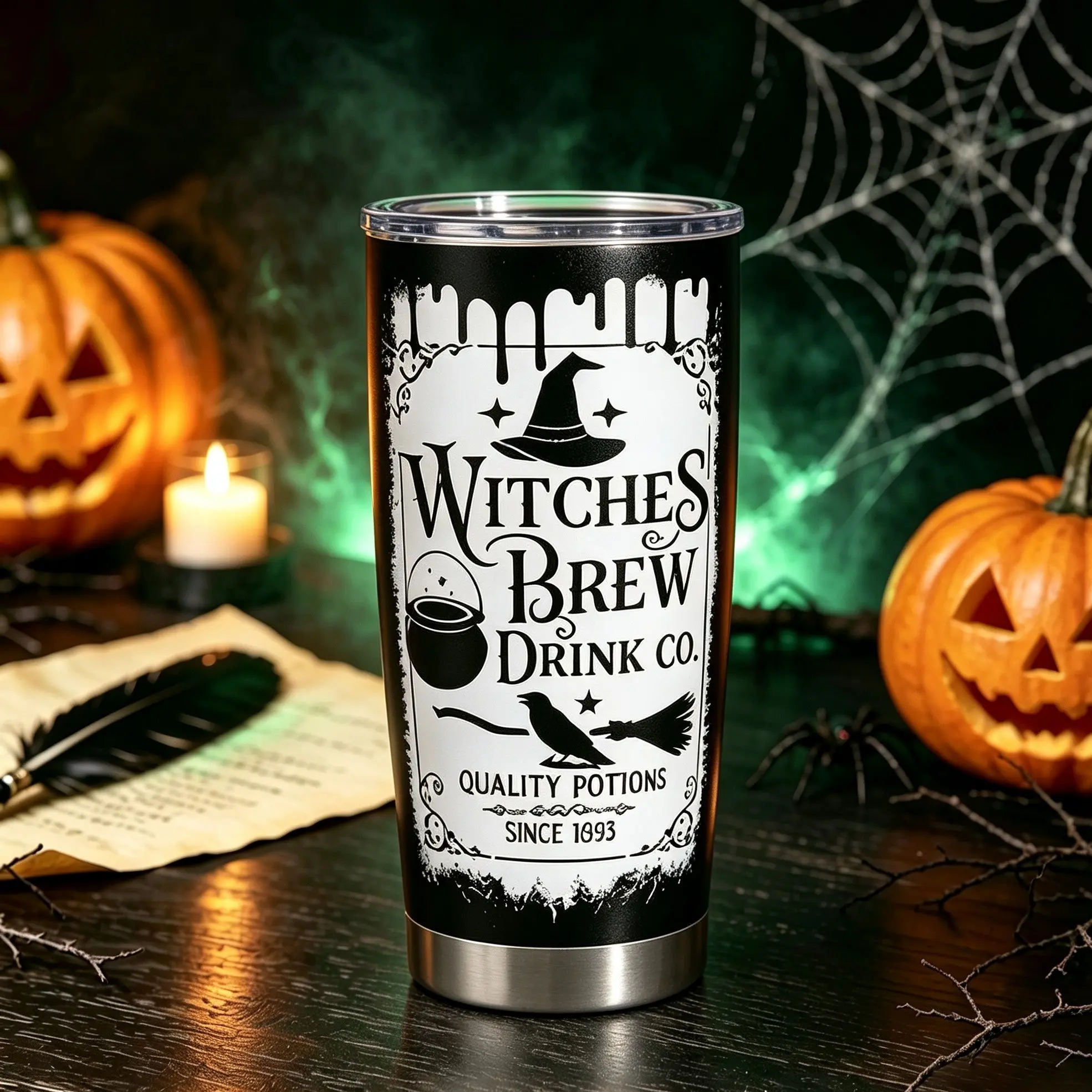 Halloween Water Bottle, Witch Magic Stainless Steel Thermos, Gothic Witch Travel Mug, Lidded Spooky Coffee Cup, Double-layer Insulated Beverage Bottle, Double-layer Insulated Drink Cup, Halloween Gift for Men and Women, Spooky Holiday Gift