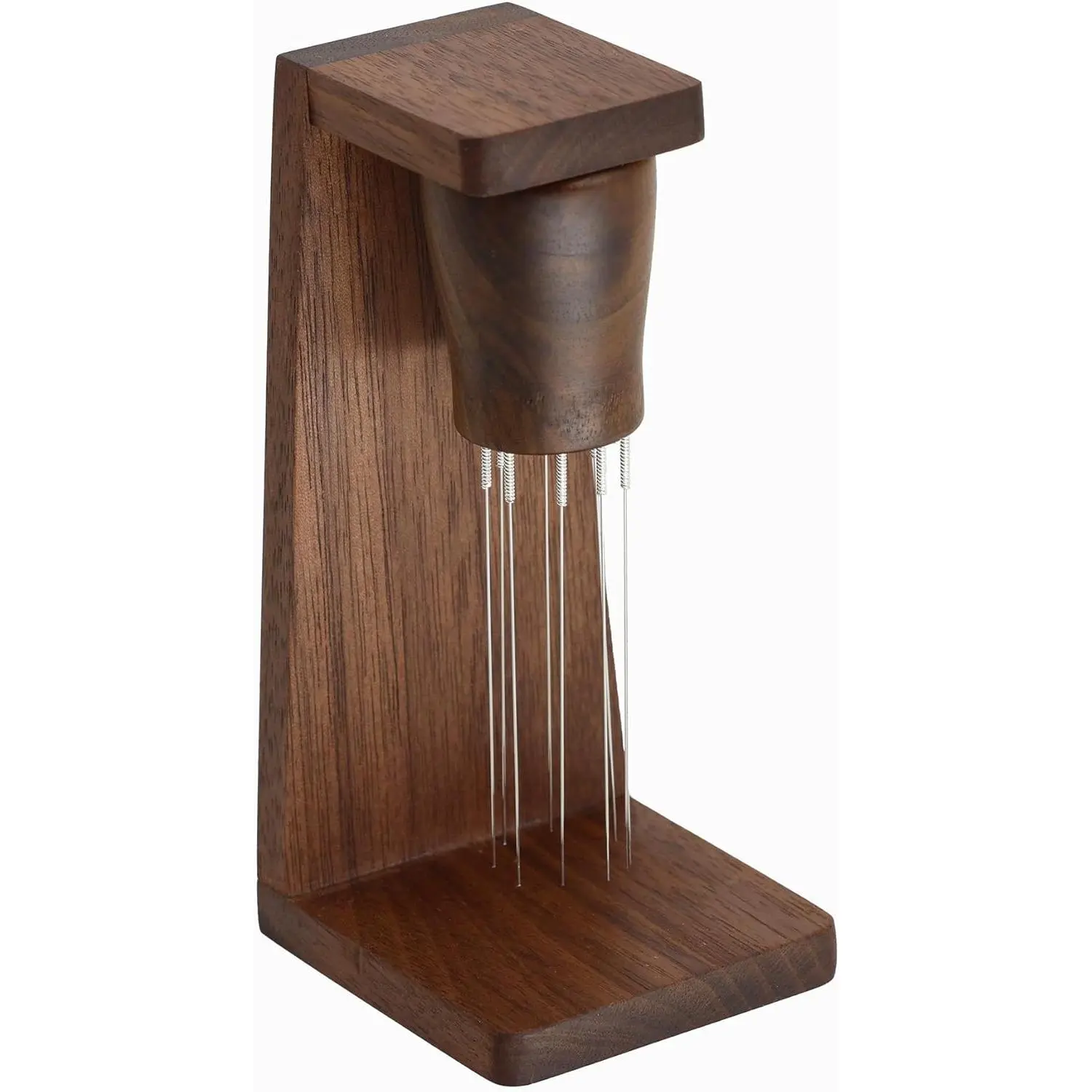 Handmade Walnut WDT Tool Espresso Distribution Tool with Magnetic Stand for Barista, 304 Stainless Steel 8 Needles 0.35mm