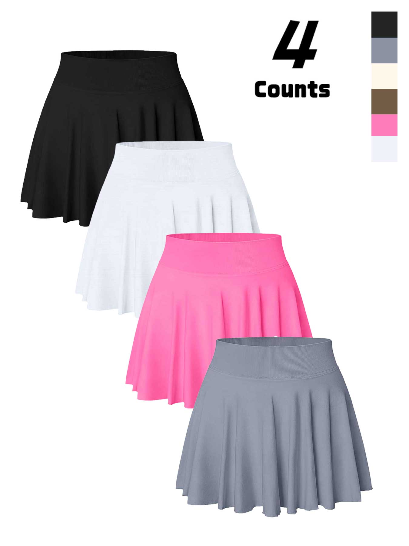 Women's Solid Color Pleated Skort, Sporty Casual Pocket Skort for Tennis Yoga Gym, Ladies Sportswear for Spring & Fall, Womenswear, Tennis Skorts, Athletic Skort