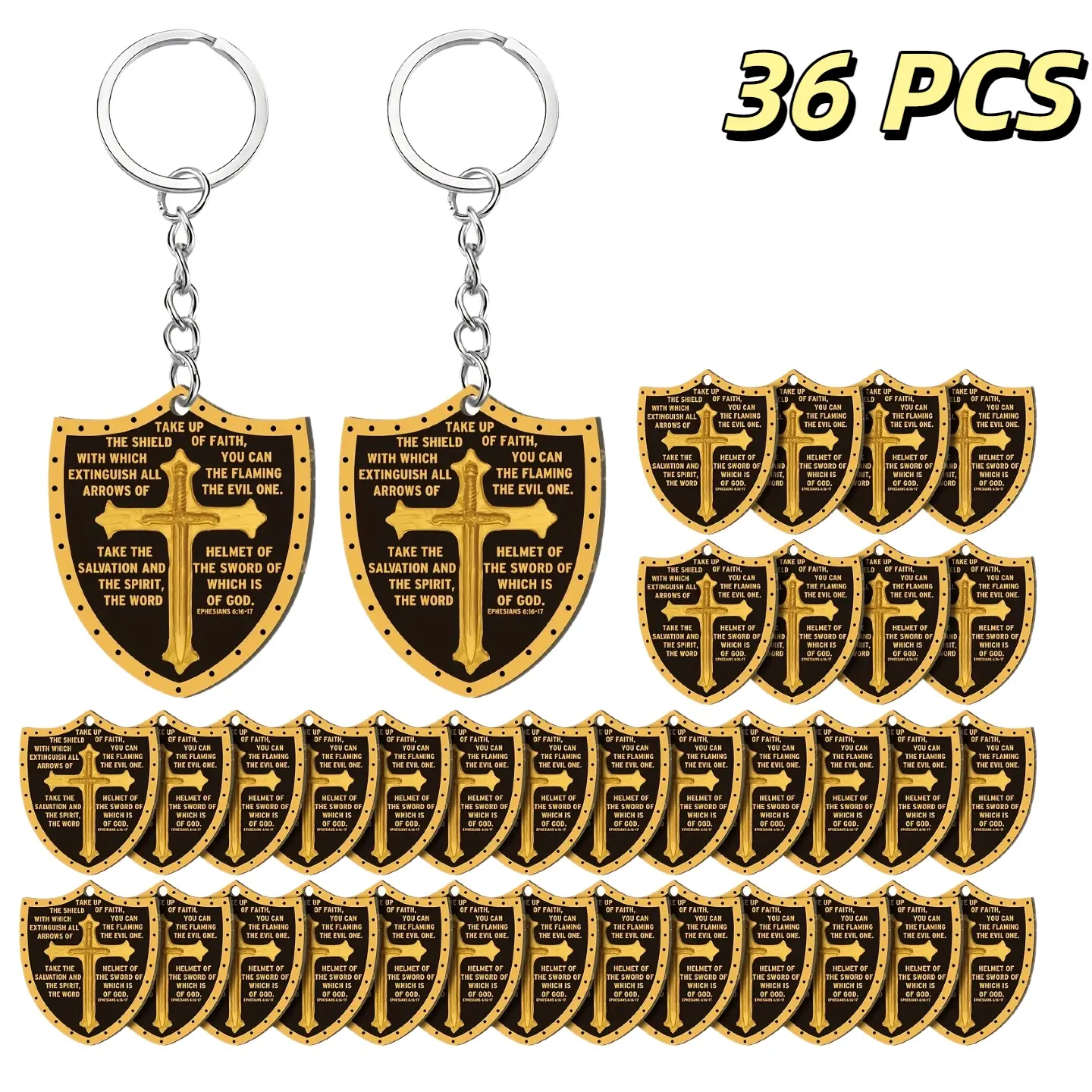 2D Flat, 36pcs Christian Put On The Armor Of God Religious Gifts for Men Bulk Keychain Military Knight Church Dog Tag Favor Gift, Spiritual Gifts, Faithbased Gifts, Inspirational Keychain, Faith Accessories, Durable Keychain, Lightweight Tag