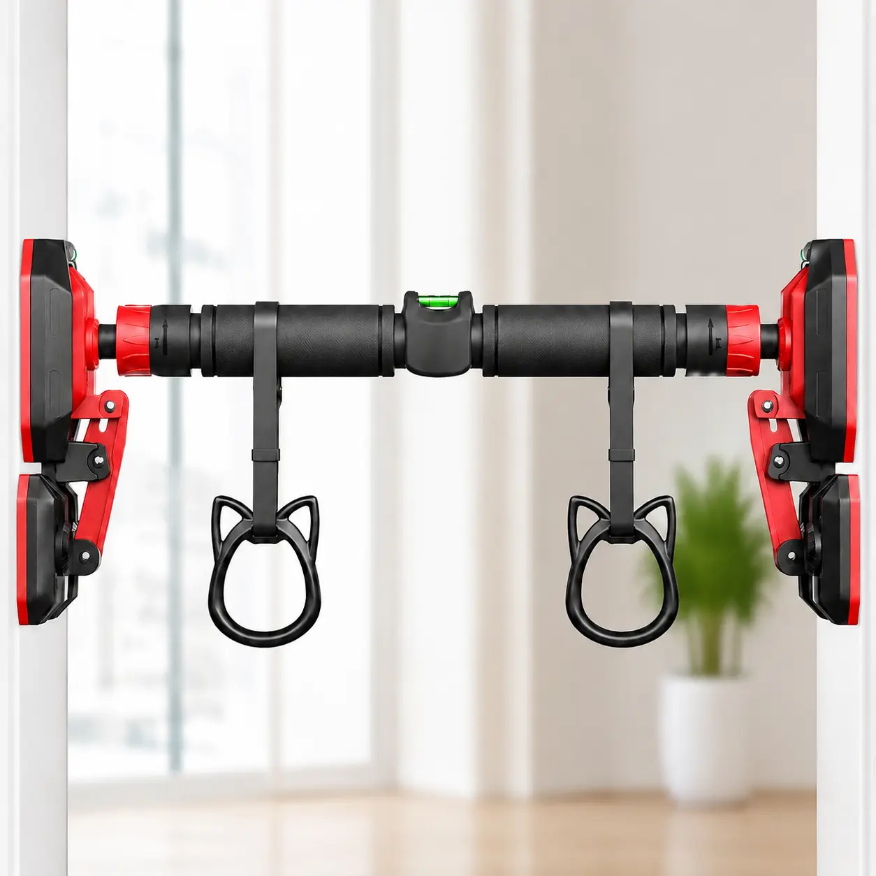 No-Drill Adjustable Doorway Pull Up Bar (27.56-39.37 in) - Heavy-Duty Steel Home Workout Equipment, Dual Handles for Adult Strength Training, Indoor Workouts