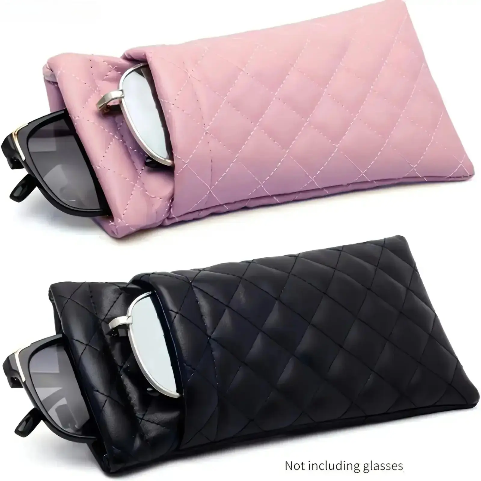 Stylish Dual Layer Glasses Case Sunglasses Organizer Holds 2 Pcs Eyeglasses Storage Bag Travel Eyewear Organizer Portable Hard Shell Glasses Holder Pouch for Women Men Daily Use Travel Fashion Accessories Durable Protective Eyewear Case