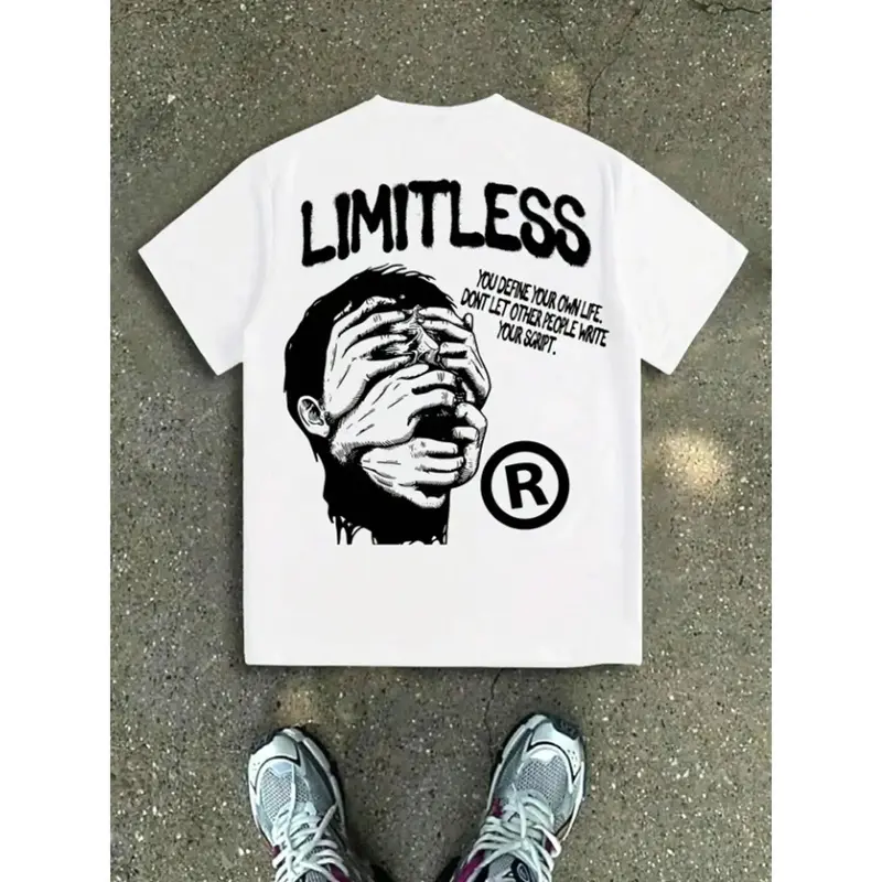 Men's Cotton Round Neck Oversized Retro Aesthetic Graphic Tee - Short-Sleeve Motivational Quote Casual Menswear, Urban Streetwear Sports Top, Bubble Sneakers Vibe Apparel, Sporty Chic