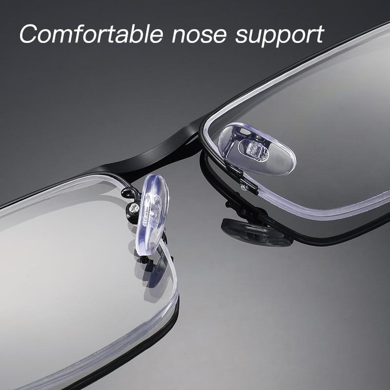 2-for-1 progressive bifocal reading glasses, ultra-light, flexible anti-glare, +1.0 to +4.0 prescription, semi-rim rectangular design, unisex, includes eyeglass case