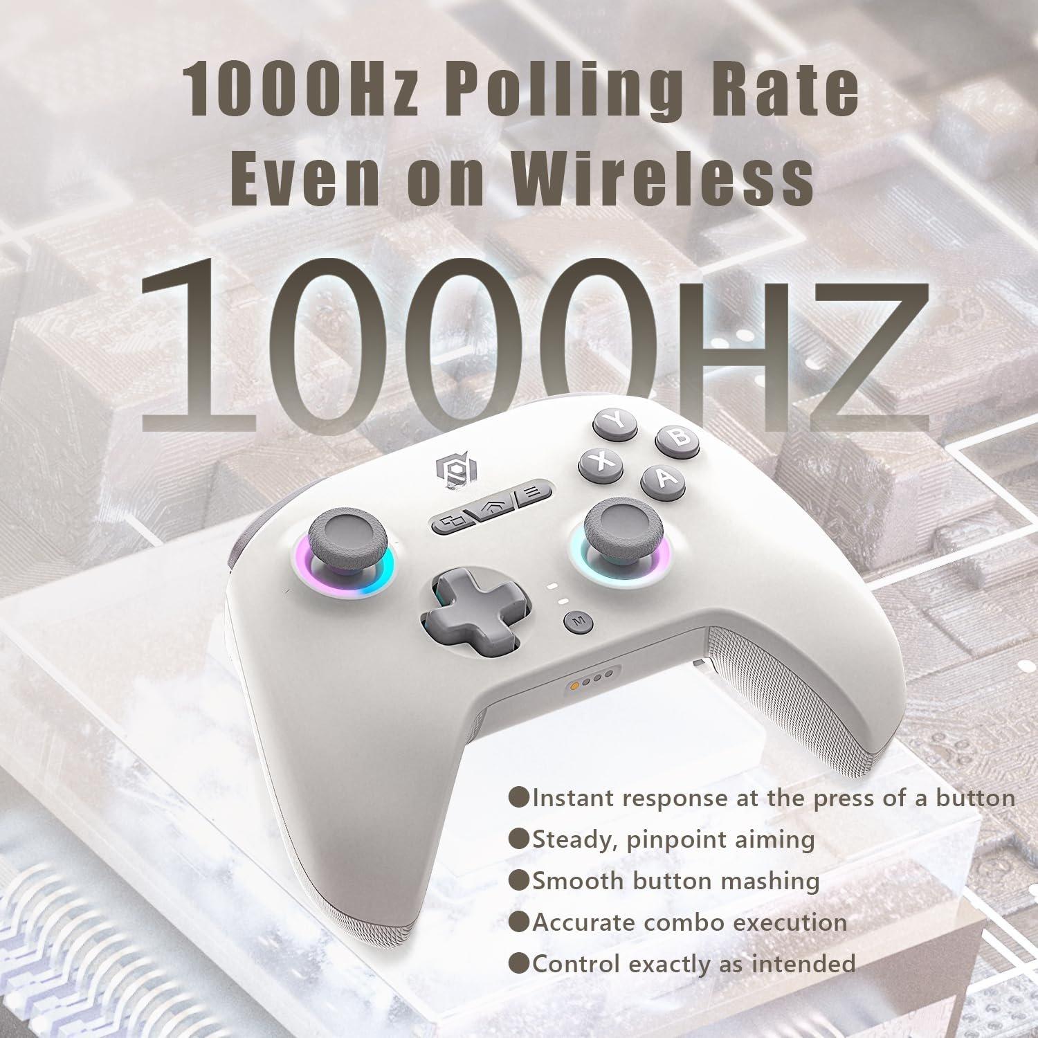 PC Controller with 1000Hz Polling Rate, Switchable Hall and Tactile Triggers, Hall Joysticks, Turbo, Macro, RGB Lighting, 2.4G  Wired, Compatible with Windows PC/ /Steam Deck/Android/iOS