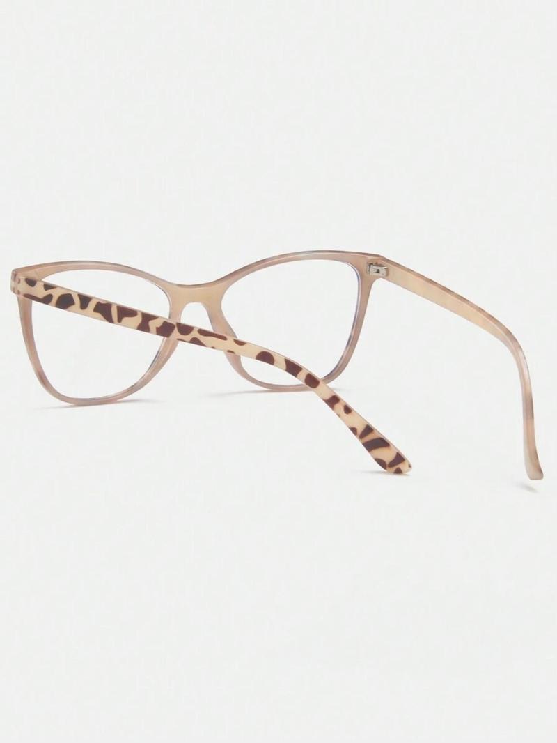 Women's Fashion Leopard Pattern Cat Eye Frame Eyeglasses, Casual Trendy Anti-blue Light Eyeglasses for Everyday Use, Fashion Accessories for Outdoor Activities