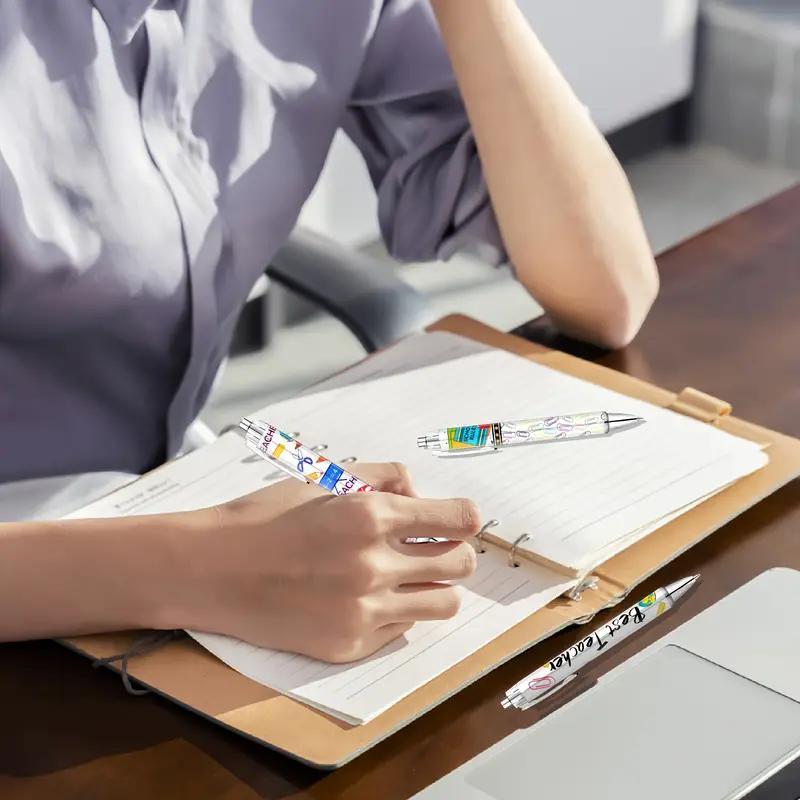 Teacher Round Ballpoint Pens Set, Funny Teacher Pens, Fun Cute Cool Best Pen, Ink, Office Supplies Gift, School Teacher Colleague, 6/12/18 Pieces