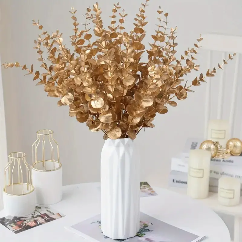 12 Eucalyptus Branches, Artificial Eucalyptus Leaves, Decorative Eucalyptus Tree, Home Vase, Wedding Props, UV Resistant