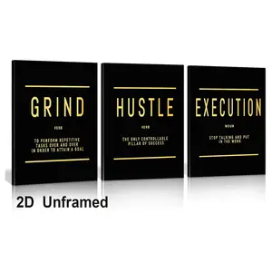 3-Piece Frameless Inspirational Quote Canvas Wall Art Set, featuring the theme “Effort, Perseverance, and Action.” These motivational canvas art pieces are perfect for decorating home offices, bedrooms, and living rooms with entrepreneurial quotes.
