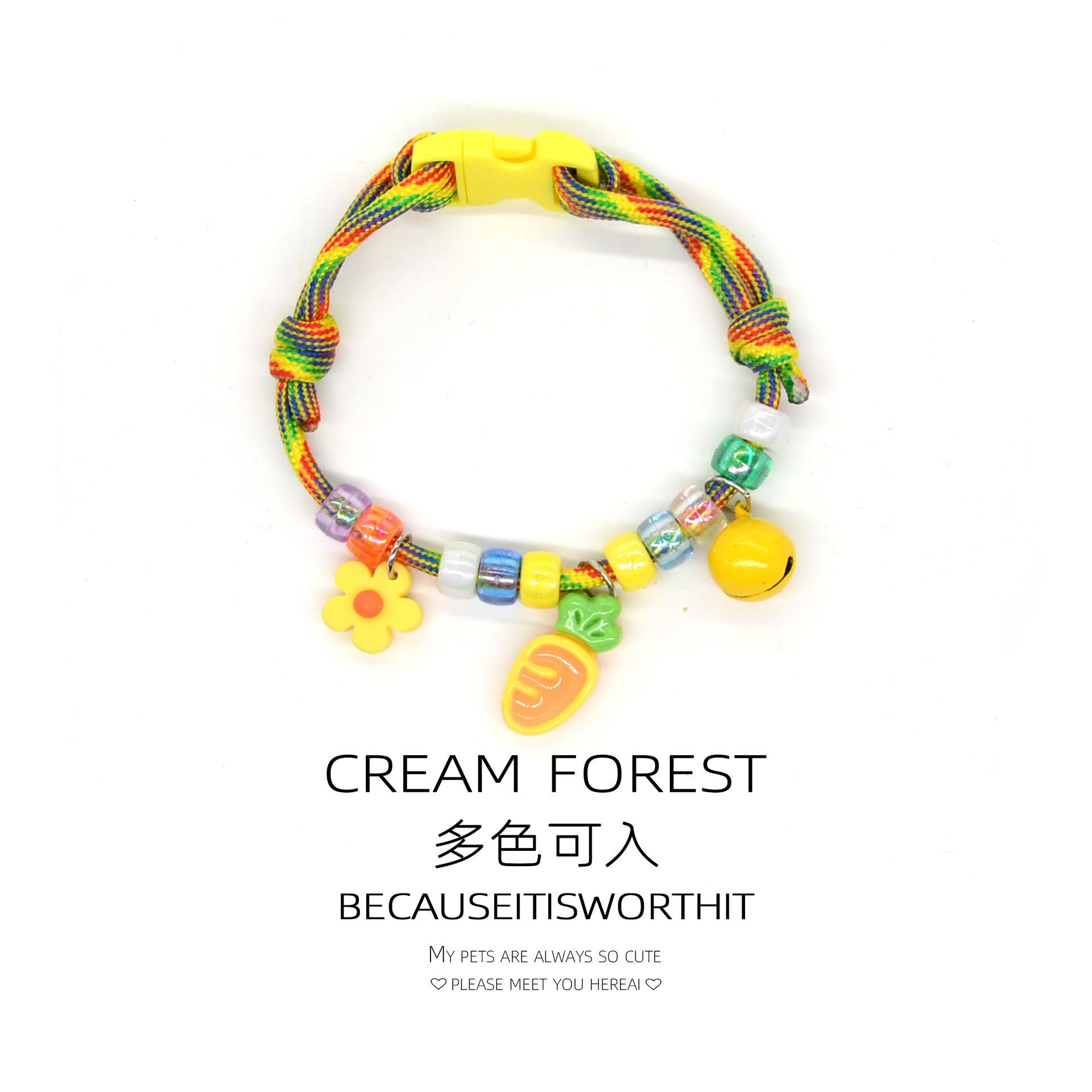 Cat and Dog Collar Necklace with Bell, Cute Paw Print, Simple Bell, Colorful Adjustable Collar