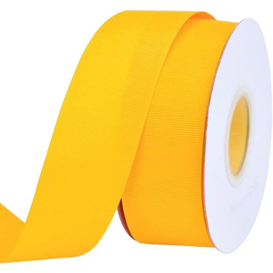Maize Yellow Grosgrain Ribbon, 1-1/2 Inch Continuous 25 Yards | Polyester Ribbon Easy for Crafts Gift Wrapping Bows Wedding Party Decoration Bouquet