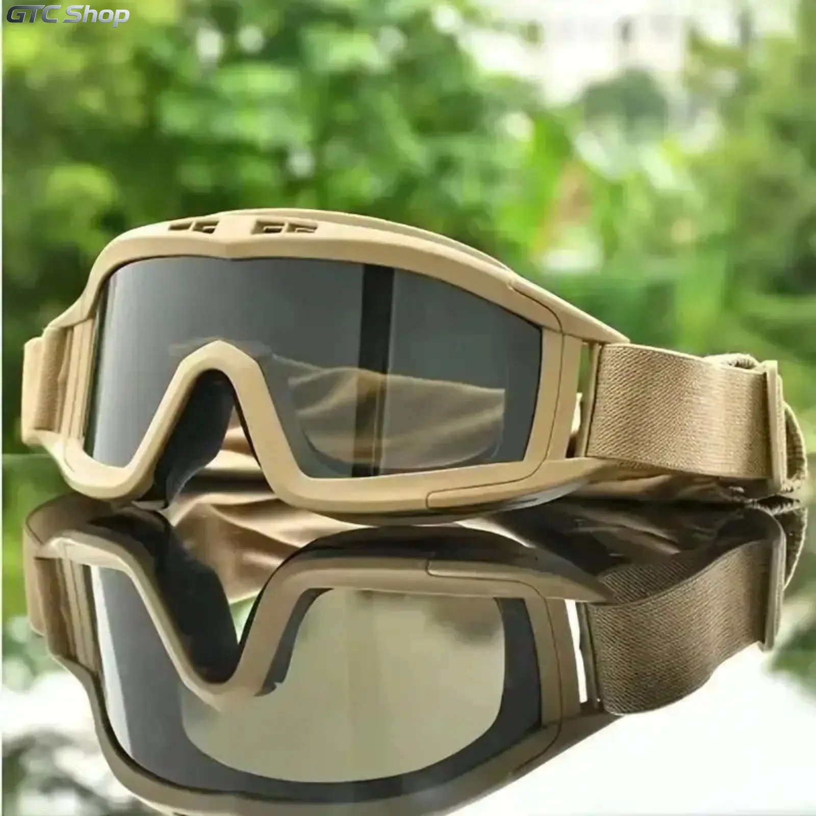 Unisex Tactical Safety Goggles 2-Pack with Tactical Frame, Adjustable Strap, Impact-Resistant Resin Lenses, UV Protection, Fog-Resistant, Windproof, Sweatproof for Outdoor Sports, Biking, Daily Use