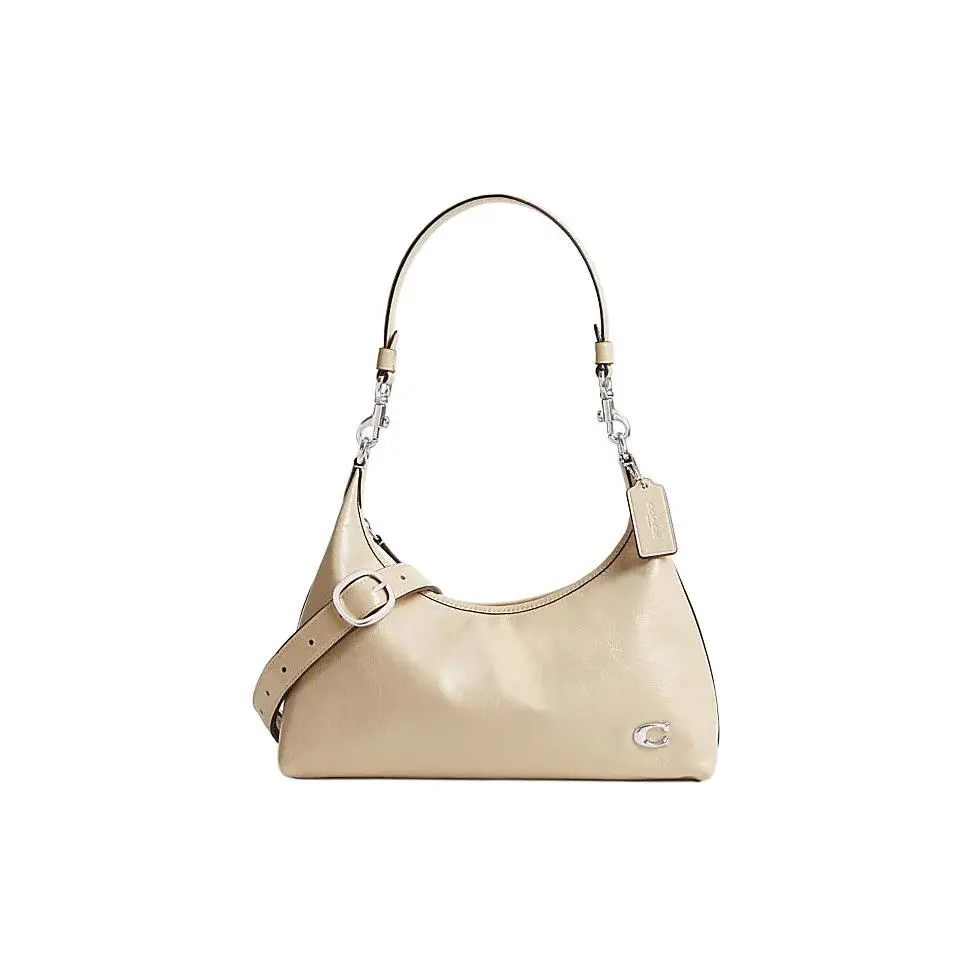 COACH Juliet 30 Top-Zip Crossbody Handbag for Women – Structured Leather Shoulder Bag in Ivory