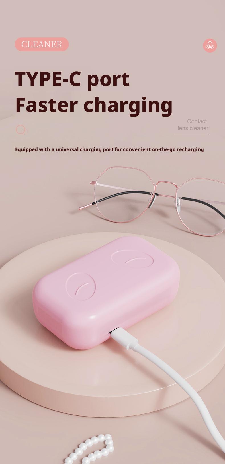 Ultrasonic Contact Lens Cleaner, Electric Cleaning Machine for Color Contact Lenses, USB Rechargeable Portable Contact Lens Care Box