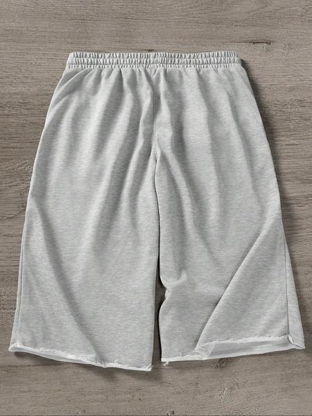 Men's Casual Wide Leg Shorts, Elastic Drawstring Waist, Summer Fitted Plain Sporty Style, Soft Comfortable Daily Wear, Casual Streetwear Shorts