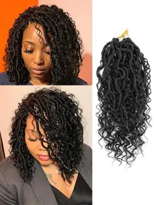 Goddess Locs Crochet Hair 10 inch Boho Faux Locs Crochet Hair for Women Soft Locs With Curly Ends Pre Looped Crochet Braids Synthetic Hair 10 inch (pack of 3)