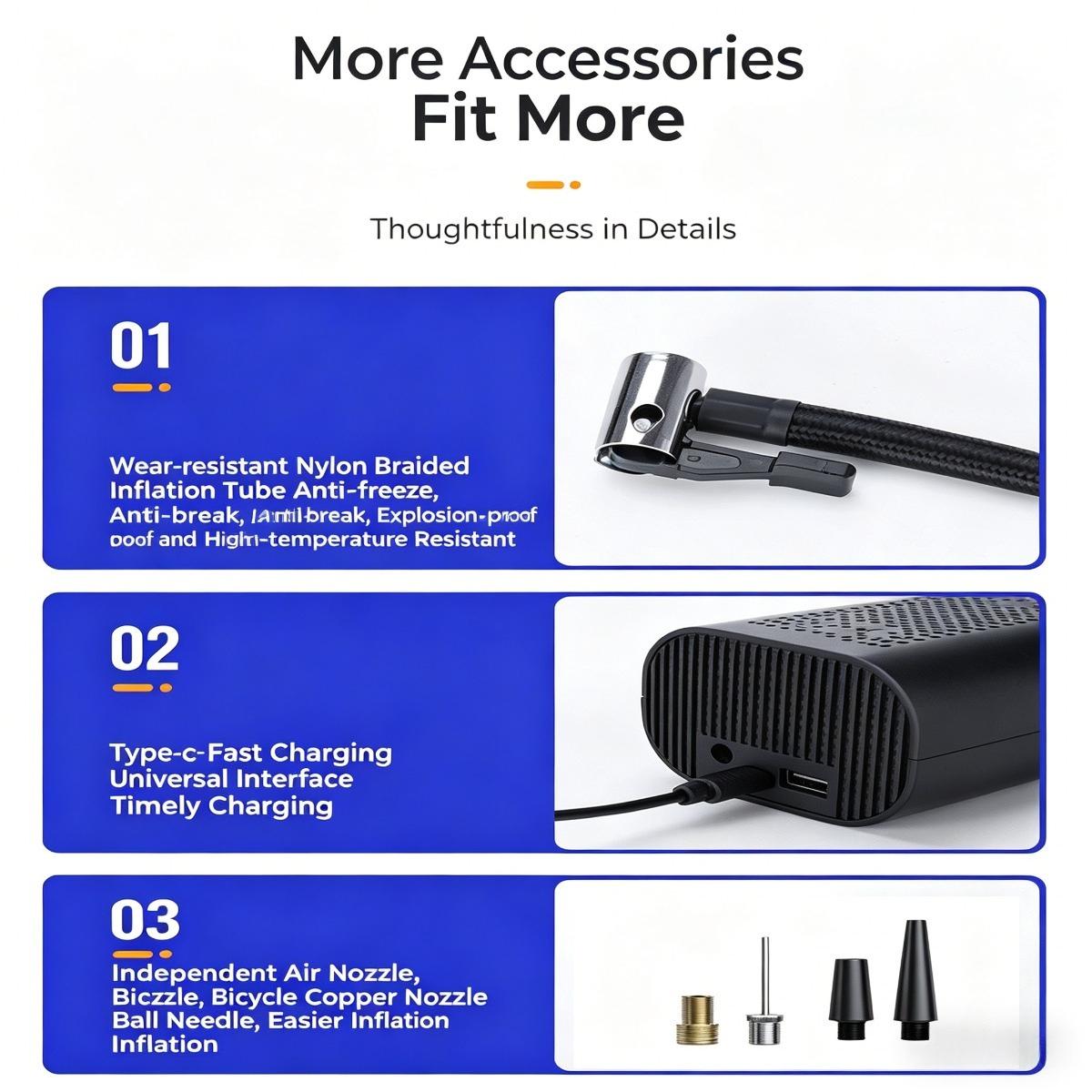 Portable Cordless Tire Inflator, 12V Wireless Car Air Pump with Digital Display, Rechargeable Battery Powered Tire Inflator with Power Bank Function Reusable