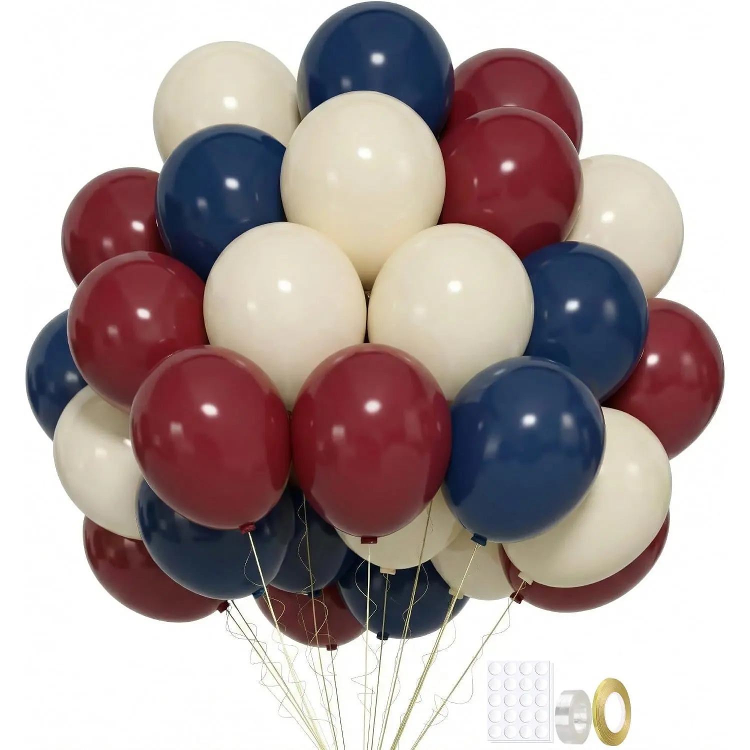 60 Pcs Navy Blue Burgundy Cream Beige Balloons Garland Kit - 12 Inch Latex Balloon Arch for Men,Women 50th Birthday Decorations, Classy Retirement, Vintage 1976 Party & Anniversary Supplies