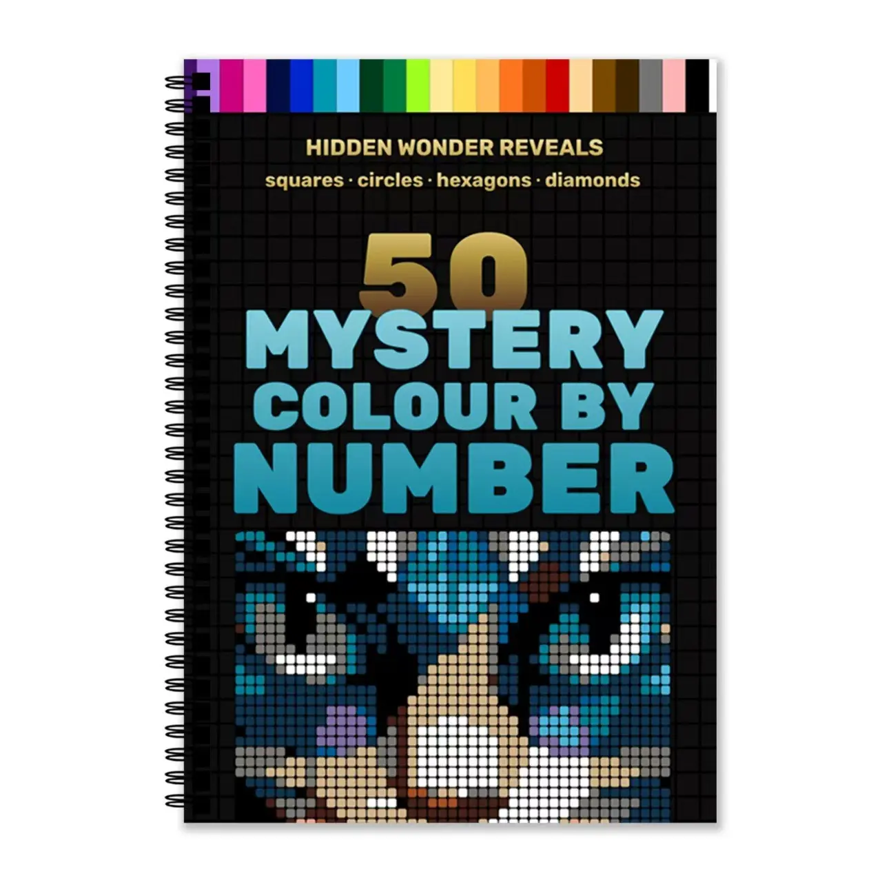 50 Mystery Colour by Number Puzzle Book, Geometric Patterns Coloring Pages, Fun Educational Cognitive Stress Relief Activity for Kids & Adults
